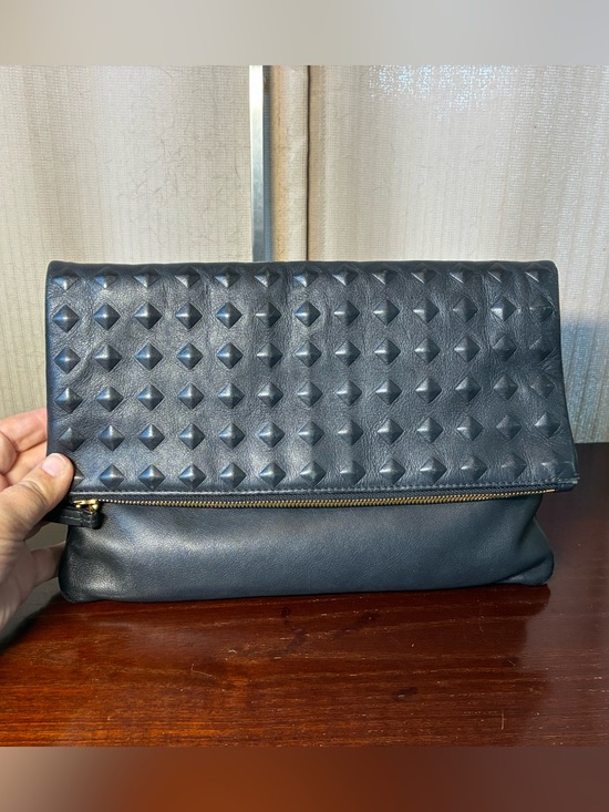 MCM Handbags - MCM Black Studded Leather Foldover Clutch